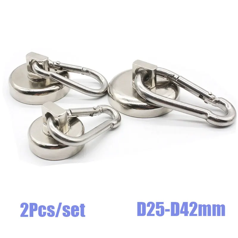 2 Pcs Super Strong Neodymium Magnet Carabiner Magnetic Ring Fishing Salvage Magnets Keychain Rotating Magnetic Suction Cup