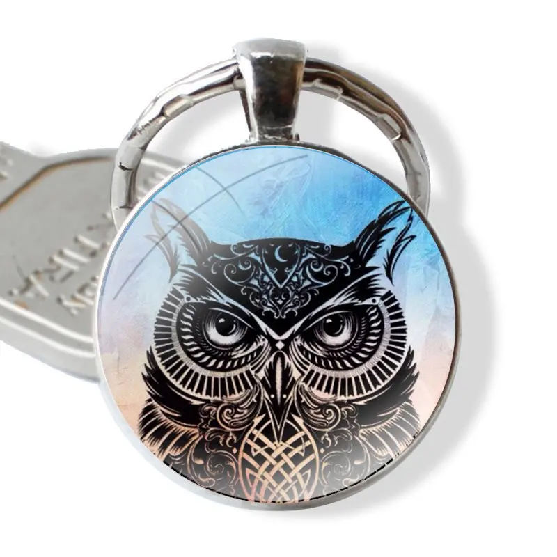 Брелок ручной работы стеклянный кабошон брелок для ключей подвеска цепочка Сова