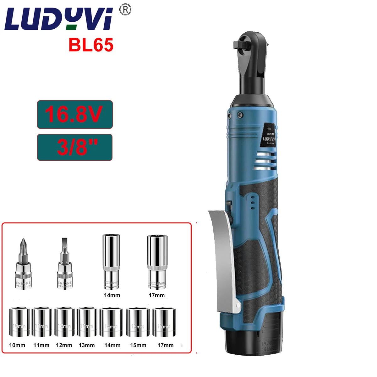 110NM Cordless Electric Wrench 16.8V 3/8 Ratchet Wrench Set Angle Screwdriver to Removal Screw Nut Car Repair Tool