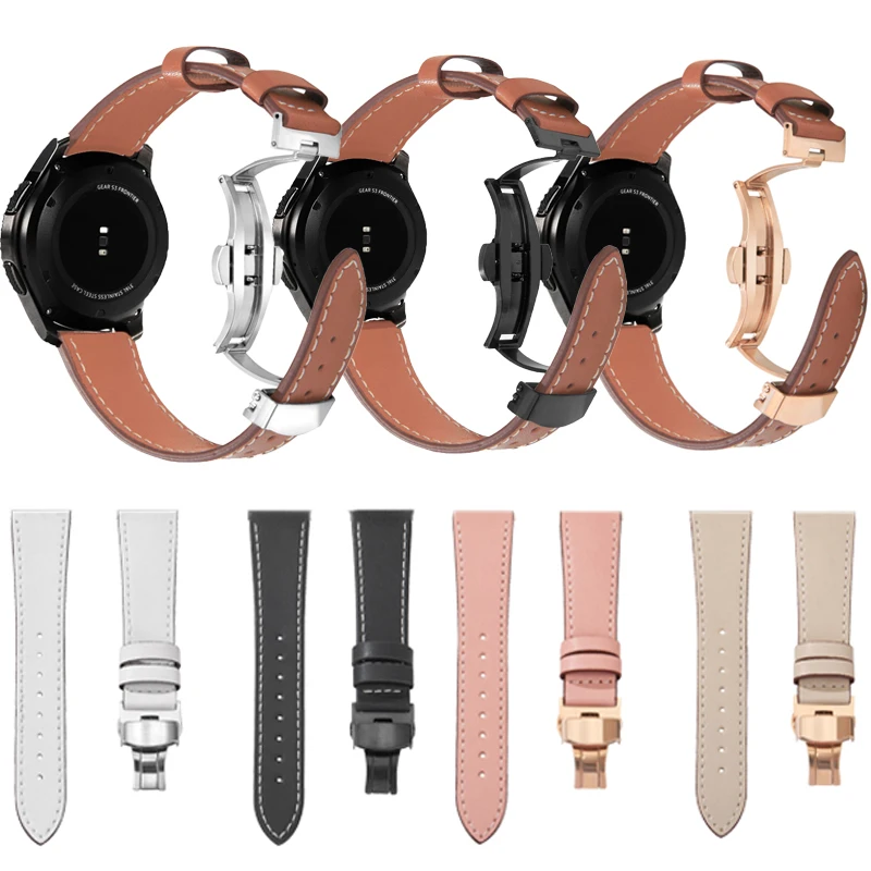 

Ремешок кожаный 22 мм с пряжкой-бабочкой для часов Xiaomi S242mm/46mm Watch S1 pro active color2 sport Haylou RT LS05S/RT2 LS10/RS4