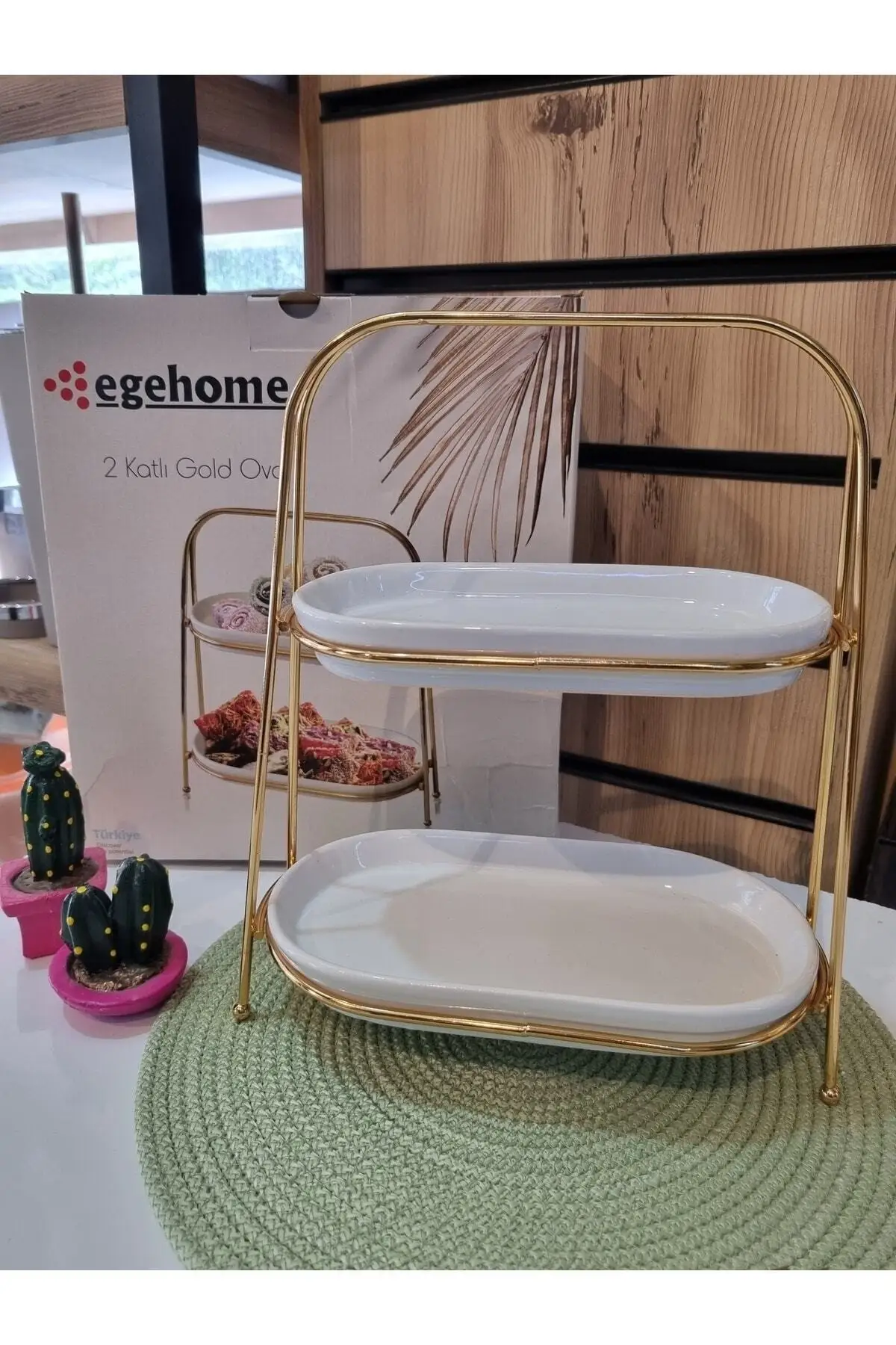 

Two Storey Oval Presentation Stand Cake Stand Wedding Party Dessert Table Candy Fruit Plate Cake Self Table Decoration Trays