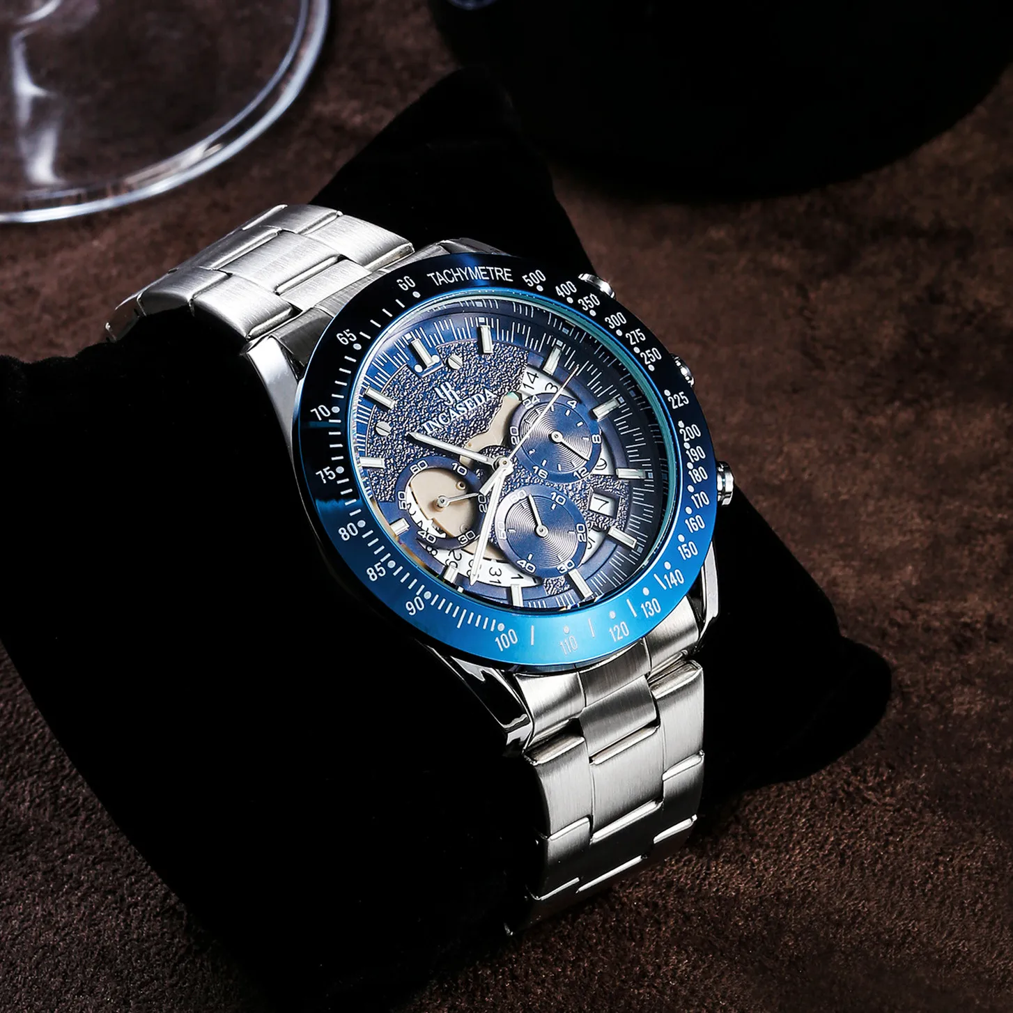 Часы INCASEDA мужские с кожаным ремешком брендовые Роскошные водонепроницаемые