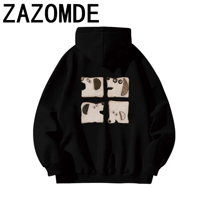 Толстовка с капюшоном ZAZOMDE принтом милой собаки Мужская Осенняя хлопковая