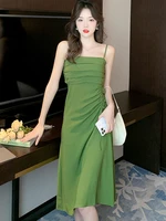 harteen green dress women sexy off shoulder long dresses for women robe femme longue casual fashion chiffon dress summer clothes