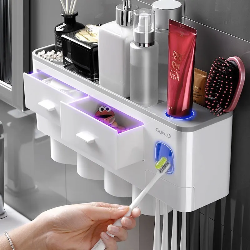

Simple Electric Toothbrush Holder Toothpaste Dispenser Smart Drying Toothbrush Case Uv Disinfect Banheiro Bathroom Items JD50YS