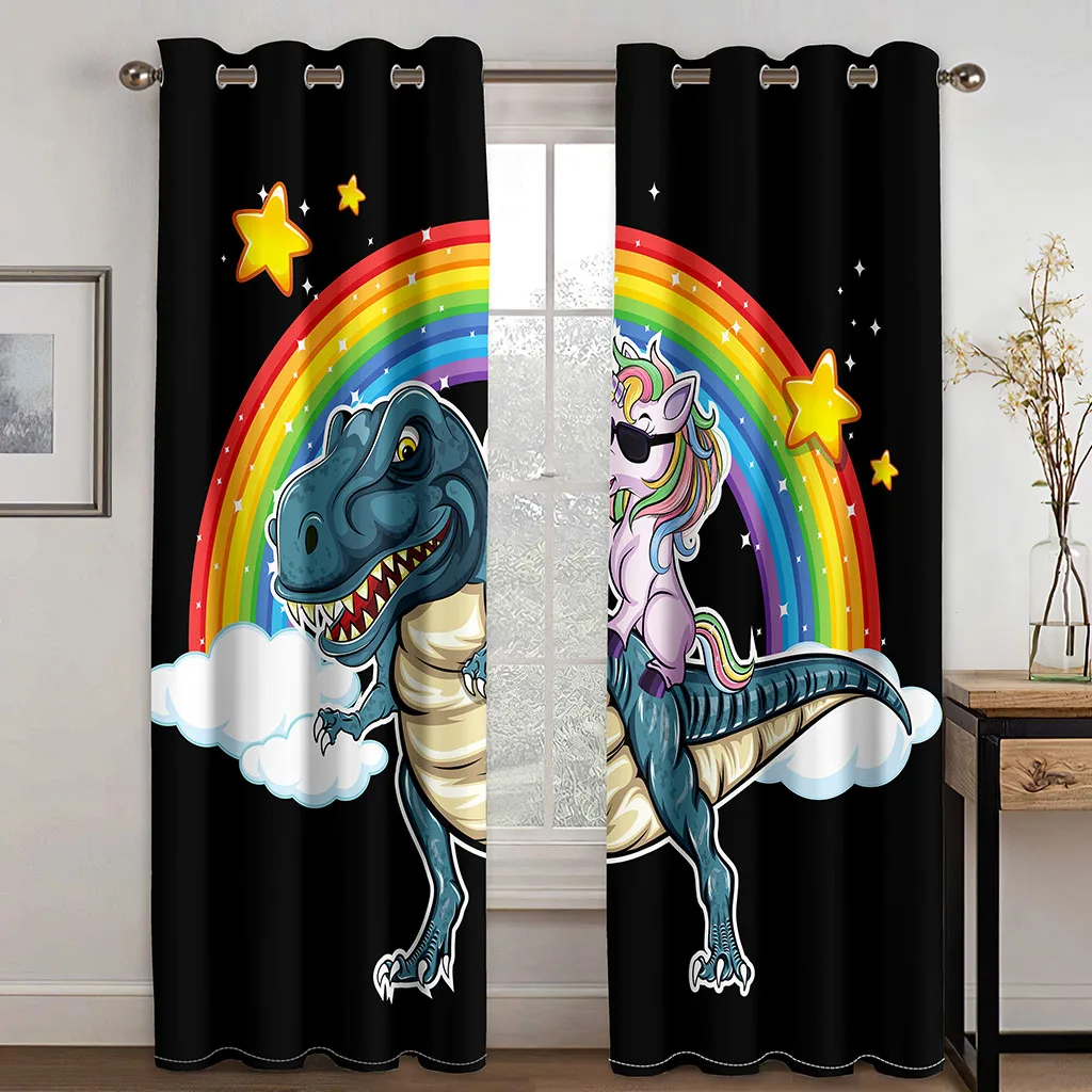 Мультяшные Забавные Симпатичные занавески на окна с динозавром для гостиной