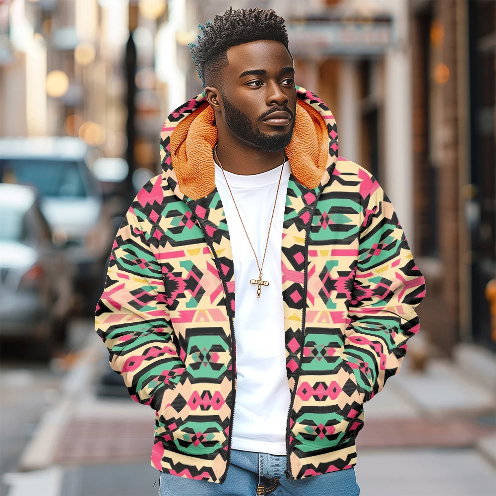 Мужская и Женская осенне-зимняя Толстая шерстяная куртка на молнии с капюшоном