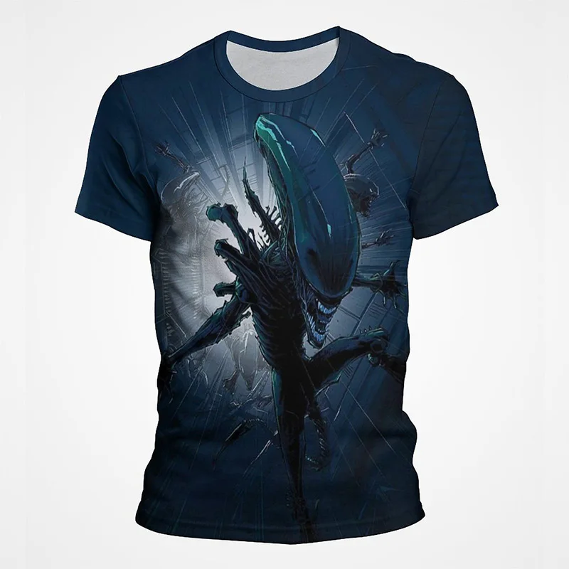 

3D Gothic T-shirt Harajuku Casual T Shirt For Men Women Clothes Tshirt Summer Alien invade Print Predator Couples Tops