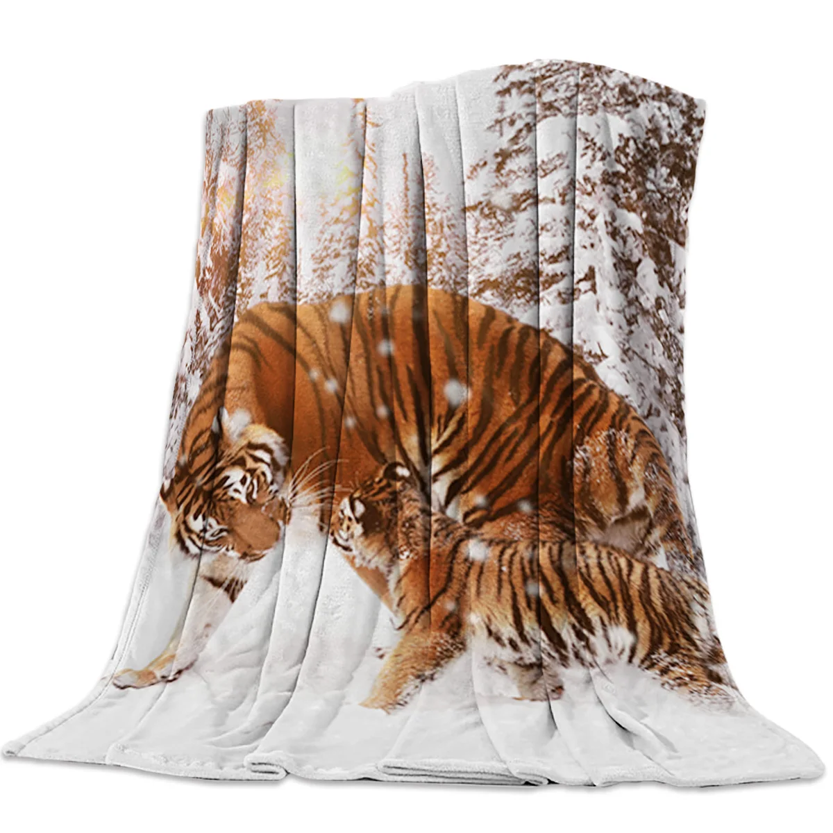 

Forest Snow Wild Animal Leopard Flannel Blanket Bedspread Coverlet Bed Cover Soft Lightweight Warm Cozy Throw Blanket Fleece Bed