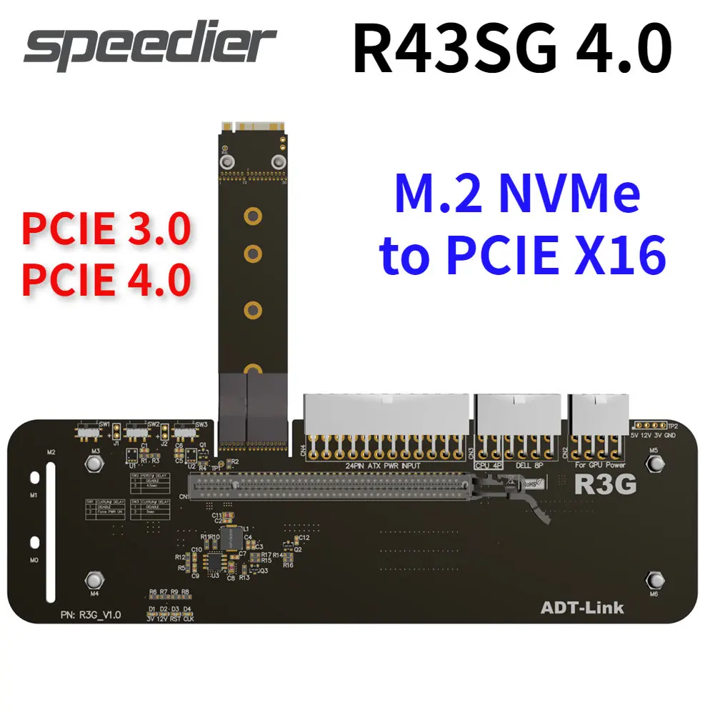 External Graphics Card M.2 NVMe to PCIe 4.0 3.0 X16 Riser Adapter PCI-E M.2 M Key Extension Cable eGPU For NUC/ITX/STX/Laptop PC
