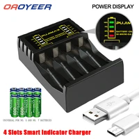 4 slots electric battery charger intelligent fast led indicator usb charger for aaaaa ni mhni cd rechargeable battery