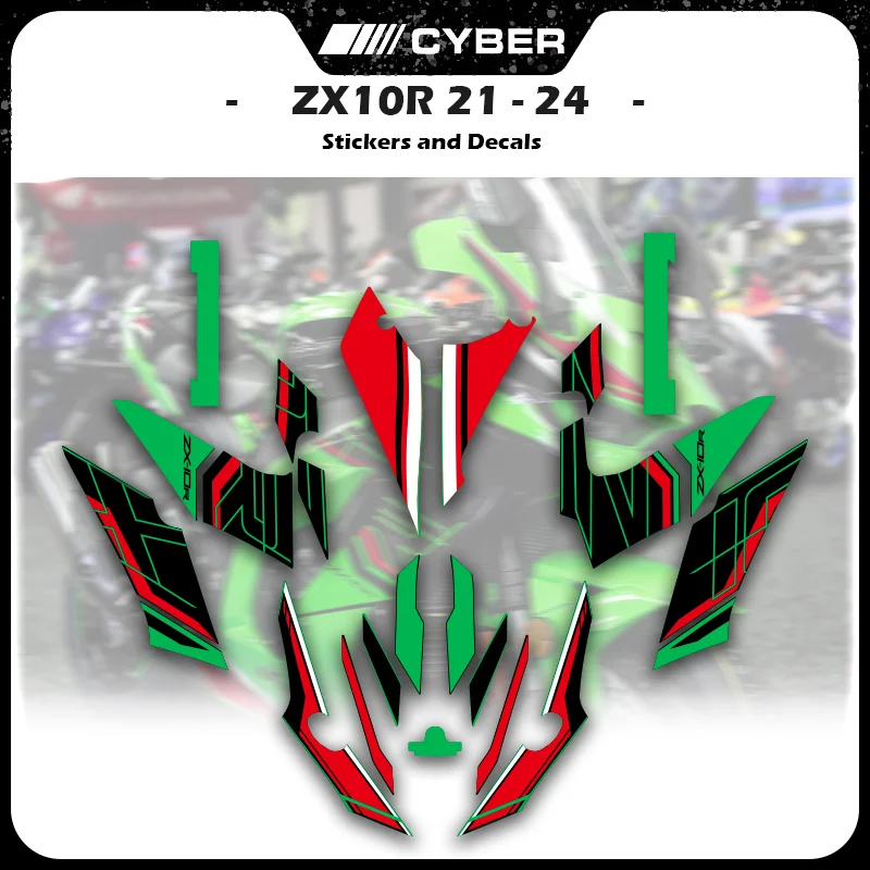 

Наклейки-наклейки для Kawasaki ZX10R (2021-2024) — полный комплект обтекателей, стили после 2023 года ZX-10R