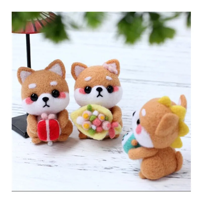 

Cute firewood dog Wool Felt wool needlepoint kit wool felt needle felting decoration craft needlecraft