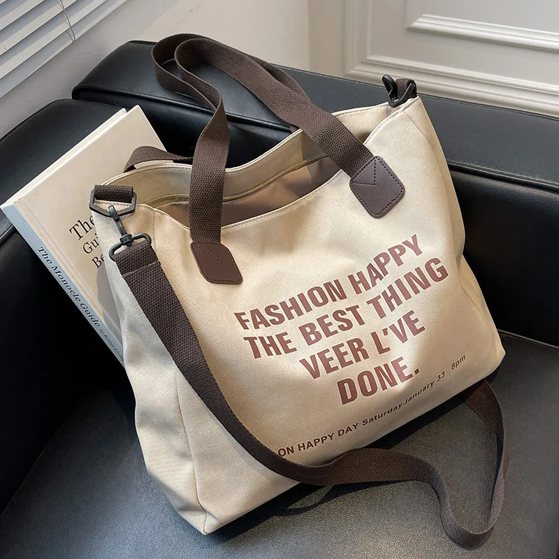 Дизайнерская вместительная Холщовая Сумка через плечо с надписью для женщин