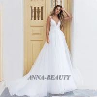 anna sexy wedding dresses deep v neck lace appliques spaghetti straps backless vestidos de novia brautmode custom made