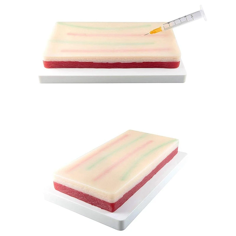 

3X Venipuncture Iv Injection Training Pad, Silicone Human Skin Suture Training Model, 4 Veins Imbedded, 3 Skin Layers