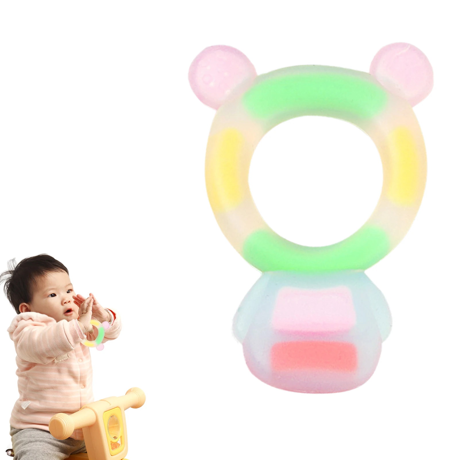 

Bear/Bunny Shape Baby Teether Toy Soft Silicone Infant Teething Toys Soothe Babies Sore Gums Safe Teethers For 3-12 Months