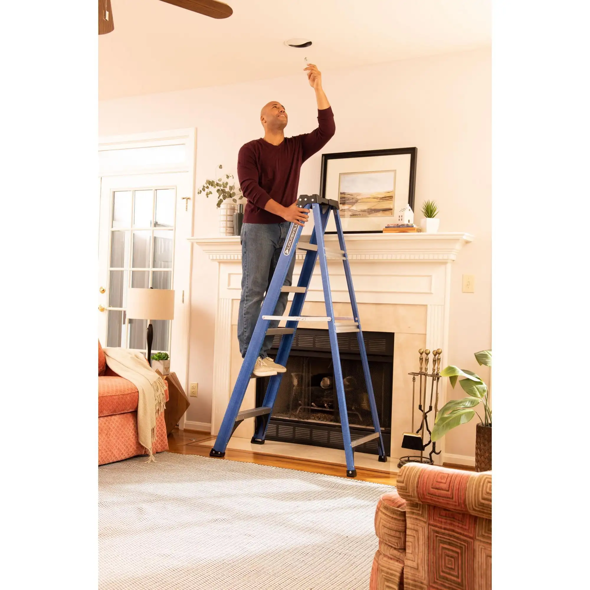 

Portable 6-Foot Fiberglass Step Ladder with 10-Foot Reach, 225-lb Load Capacity
