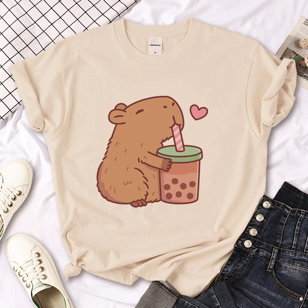 

Capybara t-shirts women manga summer t-shirts female graphic clothes