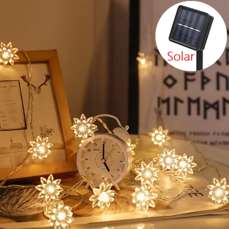 

Светящаяся гирлянда Lotus на солнечной батарее, наружная лампа-лента в виде цветка вишни, для свадьбы, вечеринки, Рождества, сада, сказочное ук...