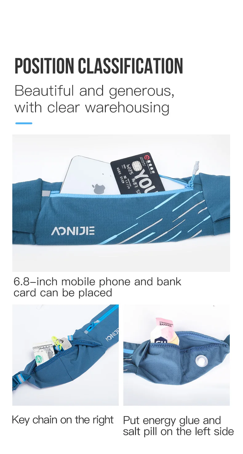 AONIJIE Sports Waist Bag Men Women Fanny Pack Lightweight Rainproof Reflective Running Bag Fitness Gym Hiking Travel phone Bag