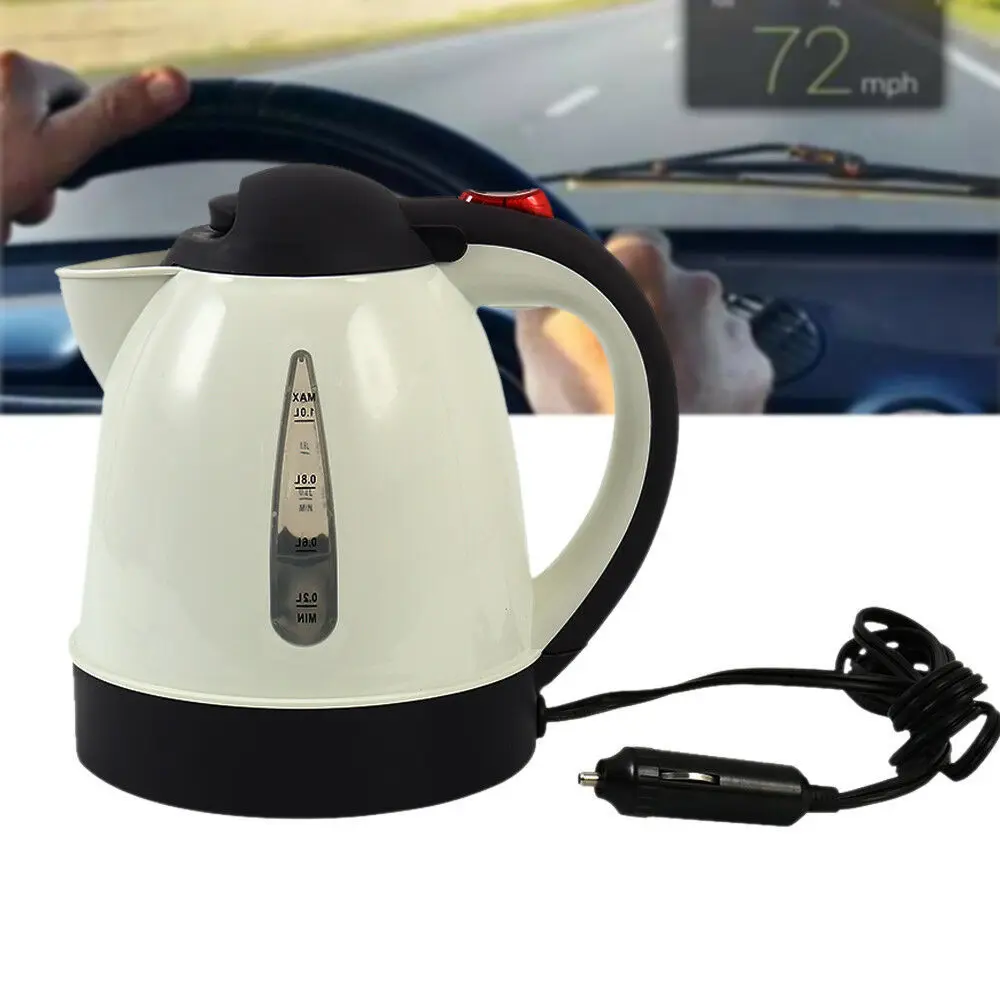 

12V 24V Car Electric Kettle 1L Large Capacity Portable Travel Water Boiler Car Truck Travel Coffee Heated Tea Pot High Quality
