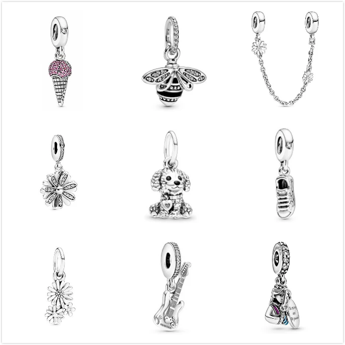 2020 г. весенние праздничные украшения посеребренные шармы в форме сердца бусины