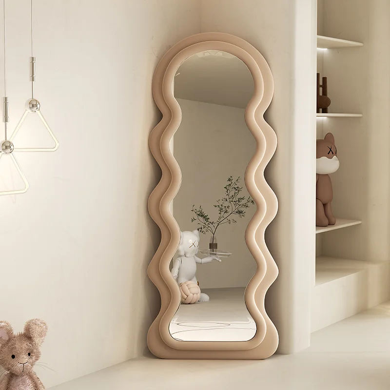 

Зеркало настенное в скандинавском стиле, домашнее украшение для спальни, гостиной, волнистое украшение, аксессуары для дома LQQ30XP