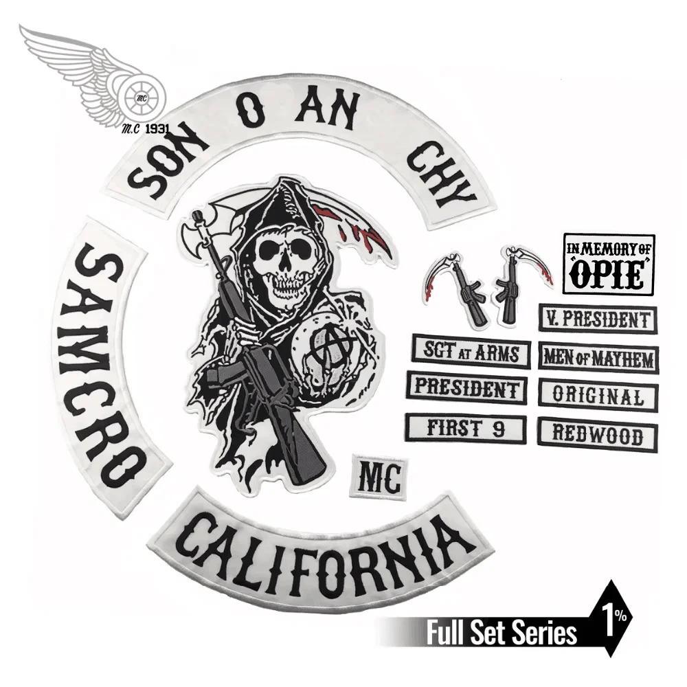 SOA оригинальные нашивки на спине с вышивкой Сын черные железные для одежды