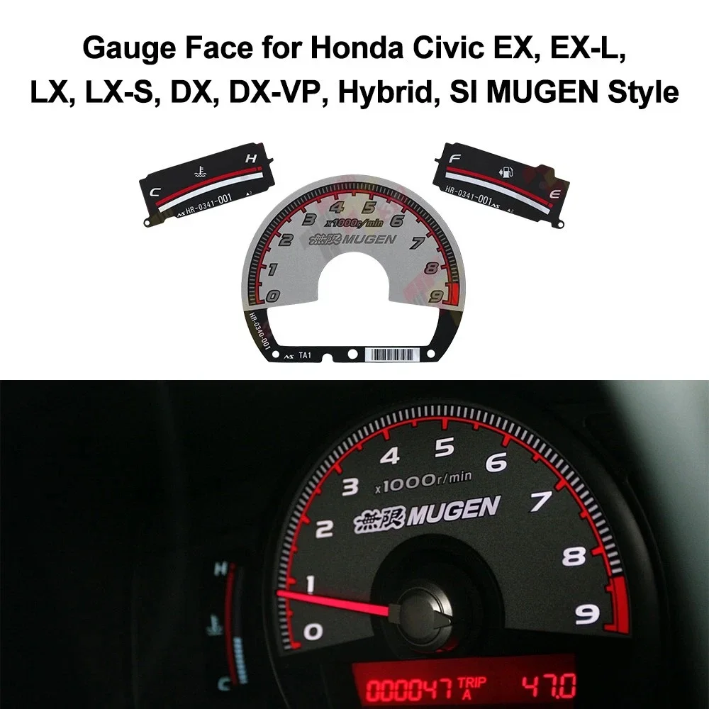 Фото Лицевая манометр для Honda Civic FA5 FG2 FA1 FD1 MUGEN Style 9000 об/мин 8000 об/мин №2