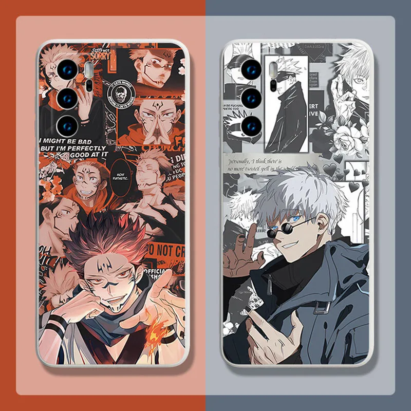 

Jujutsu Kaisen Liquid Silicone Case For Huawei P30 Lite P10 Plus P20 P40 P50 Pro Y9 Prime 2019 P30Pro P50Pro Soft Back Cover