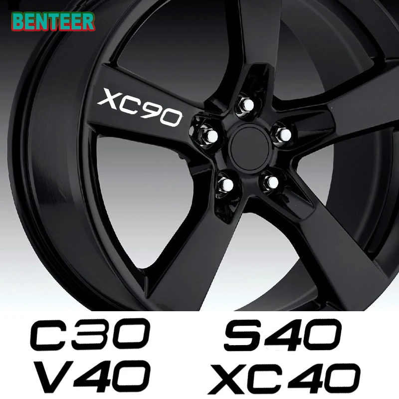 

4 шт., наклейки на обод автомобильных колес для Volvo C30 C70 V40 V50 V60 V70 V90 S40 S60 S80 S90 XC40 XC60 XC70 XC90 AWD T6