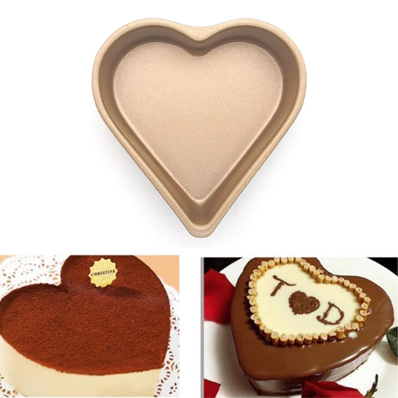 

1pc Aluminum Foil Cake Pan Heart Shaped Cupcake Cup Flan Baking Pans for Mother's Day Wedding Birthday