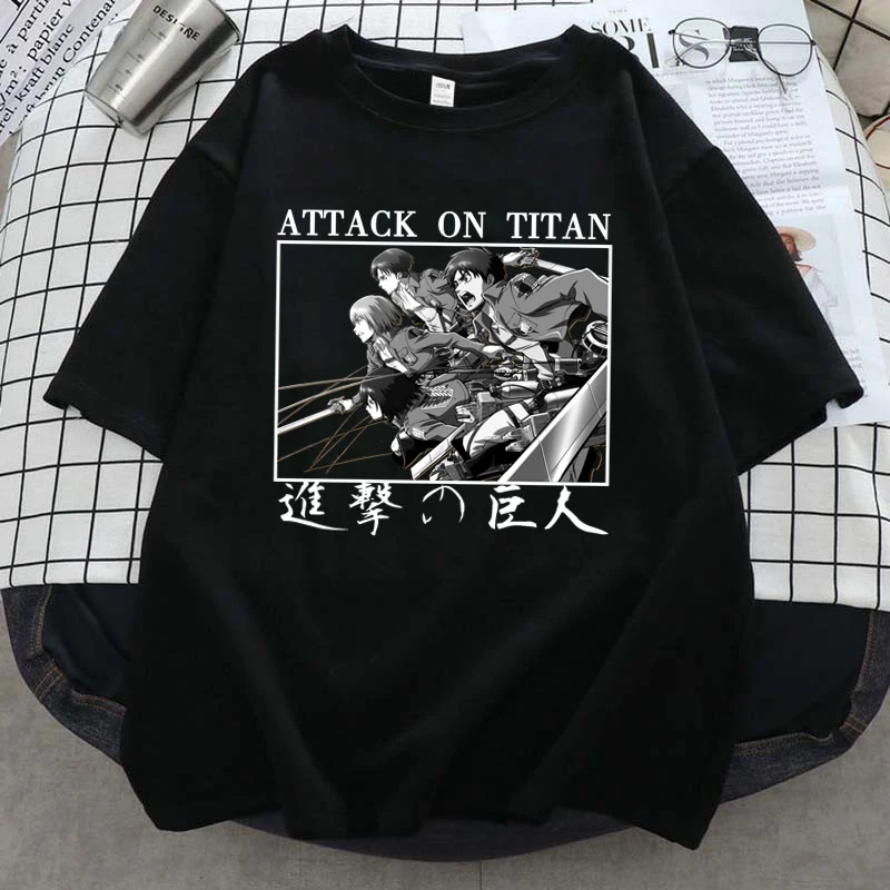 

Футболка AOT из хлопка с аниме «атака на Титанов» для мужчин и женщин