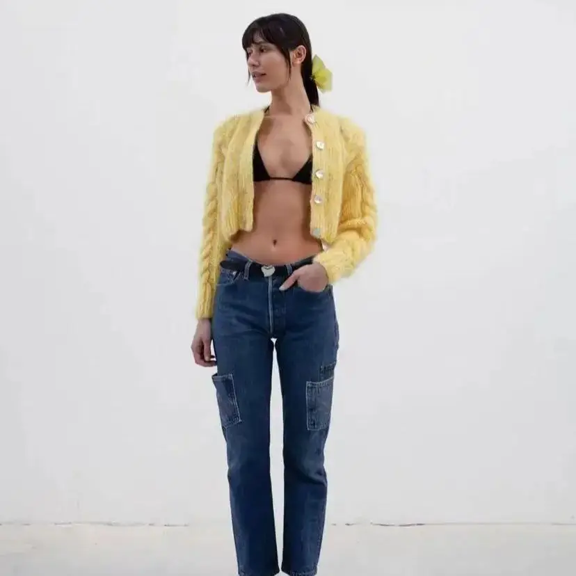 Новинка весна-осень 2024 модный темпераментный тонкий жареный вязаный кардиган