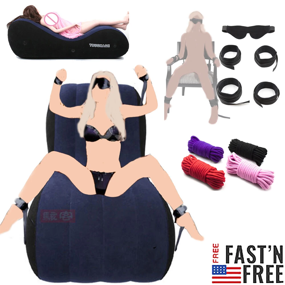 Inflatable Sofa S Pad Foldable Bed Cushion Furniture Sex Love Sexual Position Adult BDSM 10M Bundle Rope Blindfold Cuff On Chair