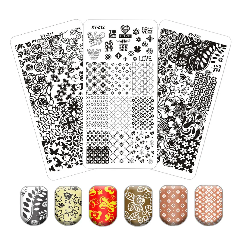 Штамповочные пластины с изображением цветов и листьев для наращивания ногтей из нержавеющей стали фотографический шаблон кошка листья животное бабочка