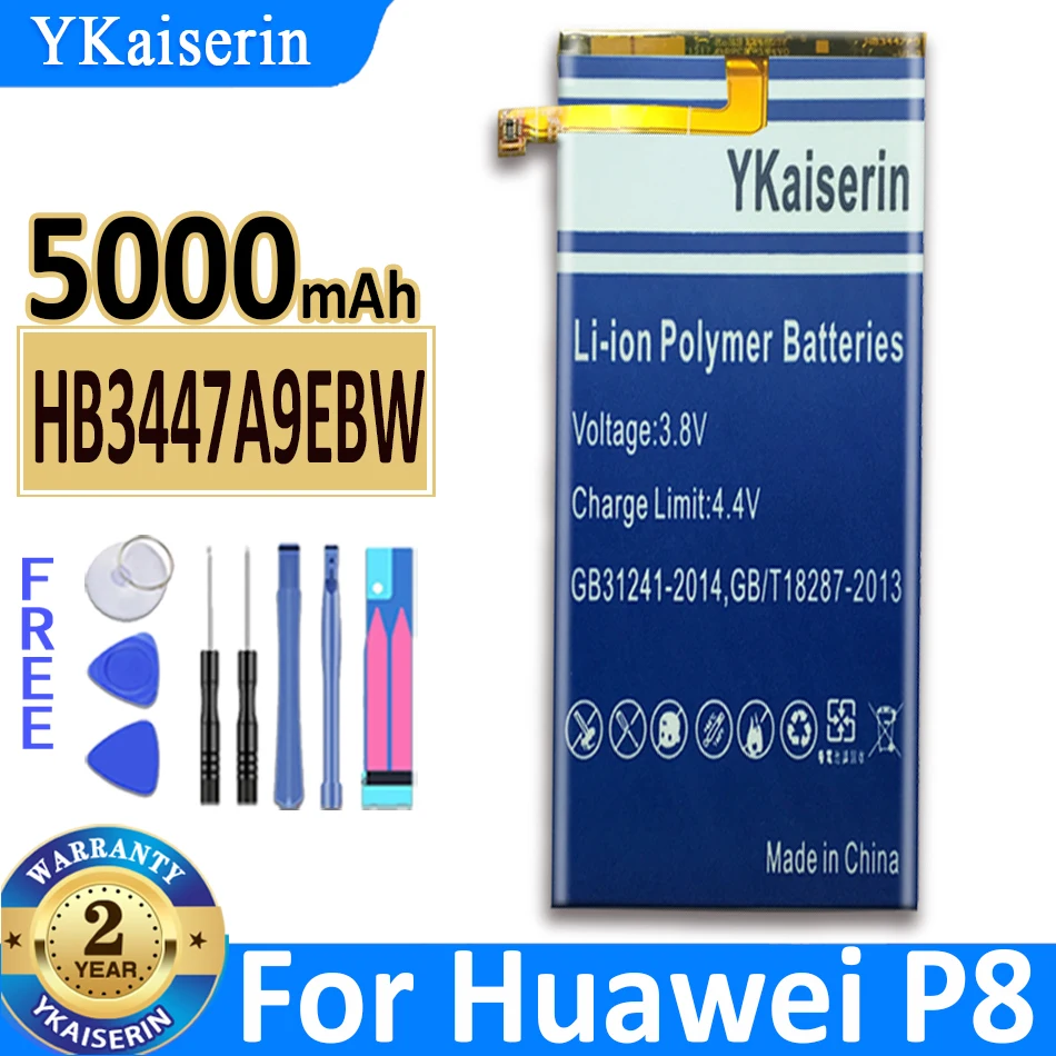 

YKaiserin HB3447A9EBW 5000mAh Battery for Huawei Ascend P8 GRA-L09 GRA-UL00 GRA-UL10 Li-ion with Tool + Track Code