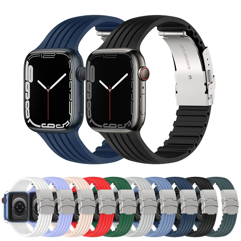 

Strap for Apple Watch band 44mm 40mm 45mm 41mm 38mm 42mm Smart Watch Silicone bracelet correa watchband iwatch series 3 5 6 se 7