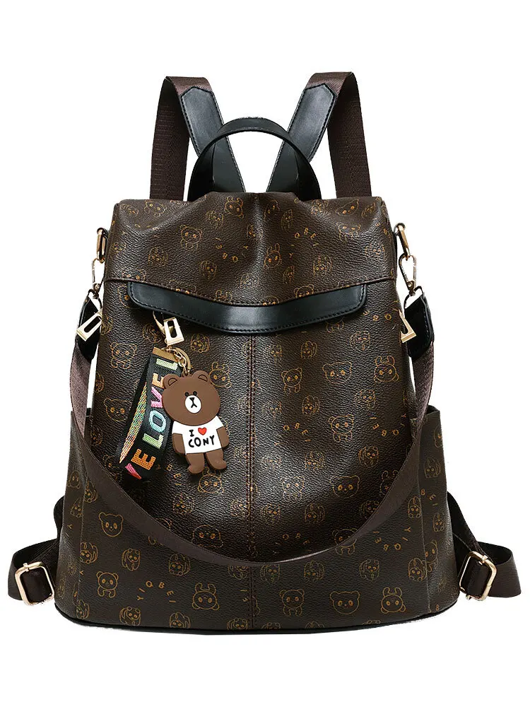 Кожаный рюкзак 2024 новая модная тенденция универсальная женская противоугонная