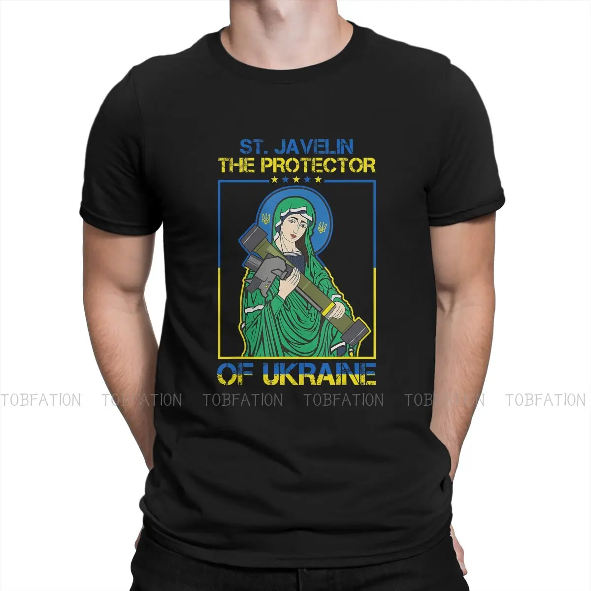 

The Protector of Ukraine Crewneck TShirts St. Javelin Essential Distinctive Homme T Shirt Hipster Clothing Size S-6XL