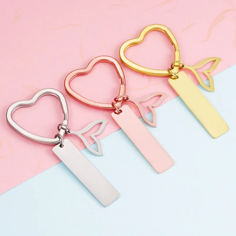 

Stainless Steel Keychain Blanks For Engrave Metal Rectangle Keychain Mirror Polished Wholesale 10pcs
