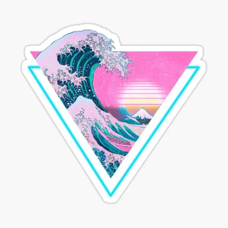 

Эстетика Vaporwave большая волна ретро треугольная наклейка для декора ноутбука милое мультяшное искусство модный общественный чемодан