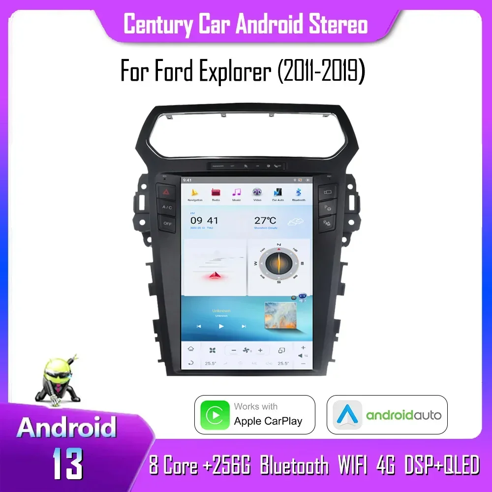 

Century For Ford Explorer 2011-2019 CarPlay 8+256G Android 13 Tesla Style Smart Multimedia Video Player GPS Radio 4G Navigation