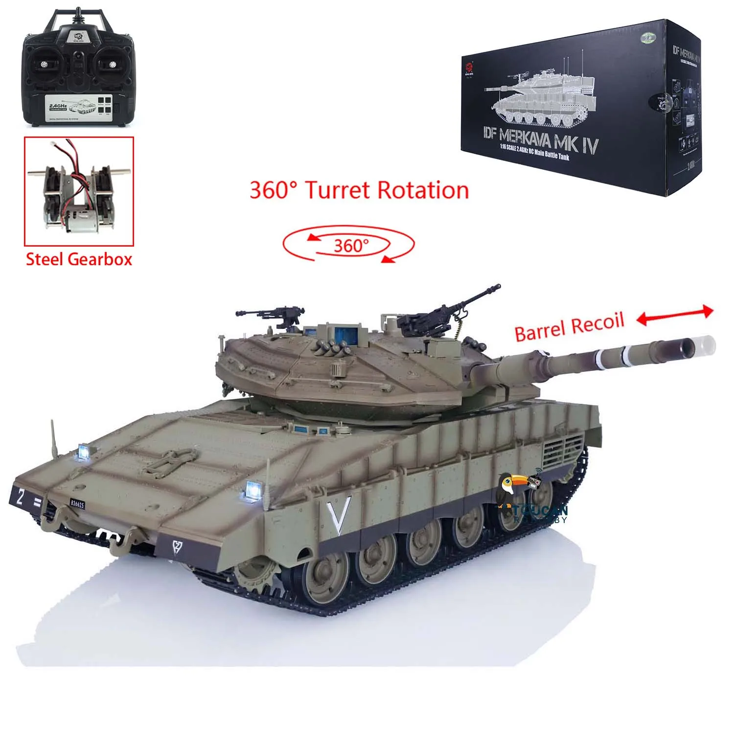 

1/16 RC Tank Heng Long TK7.0 3958 IDF Merkava MK IV Metal Driving Gearbox Plastic Vehicle Toucan Model Toys for Boys