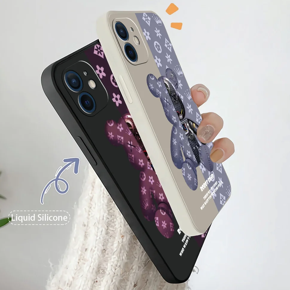 

Phone Case For iPhone 11 13 Pro Max Mini 12 X XR XS MAX Camera Lens Cover Case For iPhone SE2020 8 7 Plus Luxury Cute Bear Funda