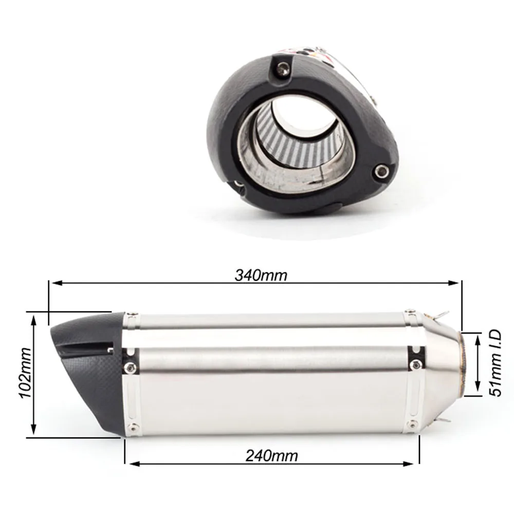 51mm Universal Motorcycle Exhaust Muffler Pipe DB Killer Scooter For PCX nmax 155 125 CBR250 CB400 cbr250RR R3 R25 Escape Moto - купить по