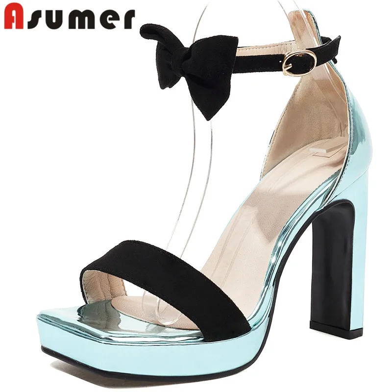 

Женские босоножки из микрофибры ASUMER, на платформе и толстом каблуке, с бантом-бабочкой, размеры 34-43, лето 2022
