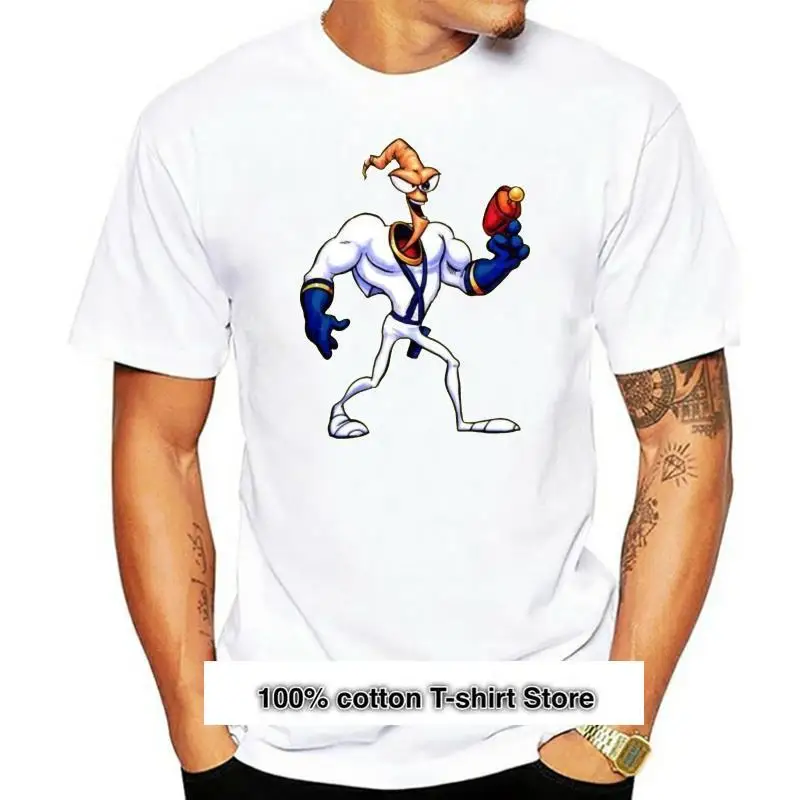

Ретро-Camiseta для модных видеоигр, camisa de Snes, Earthworm, Jim, personaje