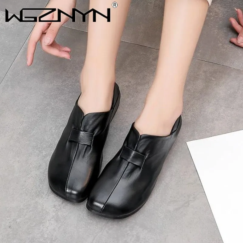 

2022 Fashion Retro Women Shoes Genuine PU Leather Loafers Roman Women Casual Shoes Soft Comfortable Shoes Women Flats Sneakers